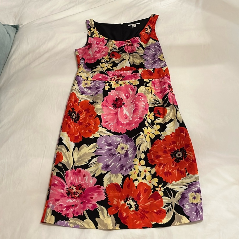 Fun multi color floral sheath dress with back zip never worn